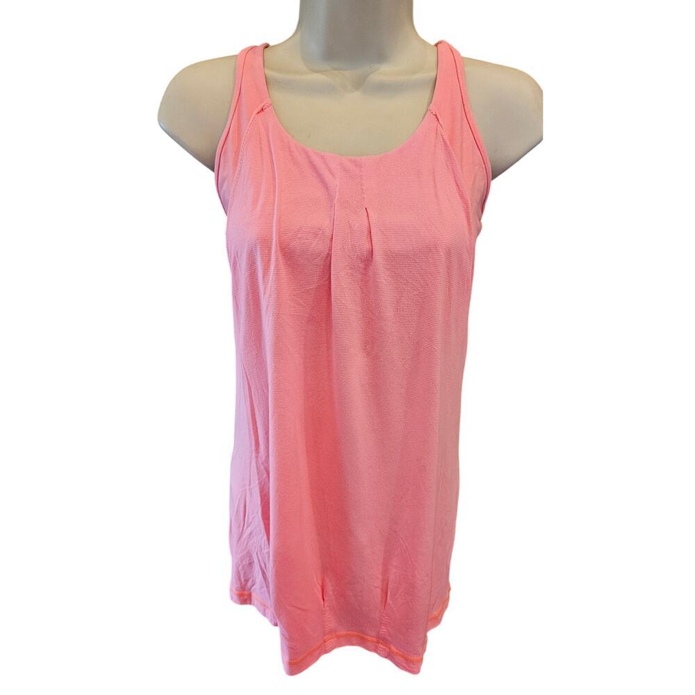 Lululemon size 8 pink tank top with built in bra (no pads) EUC active stretch